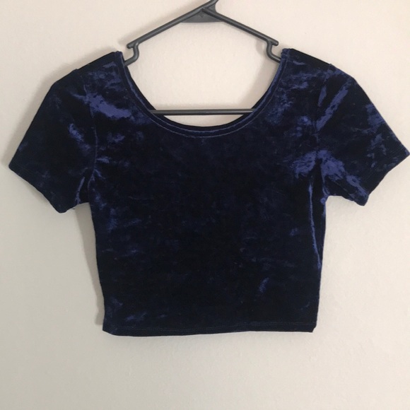 Forever 21 Tops - Forever 21 Blue Crushed Velvet Crop Top